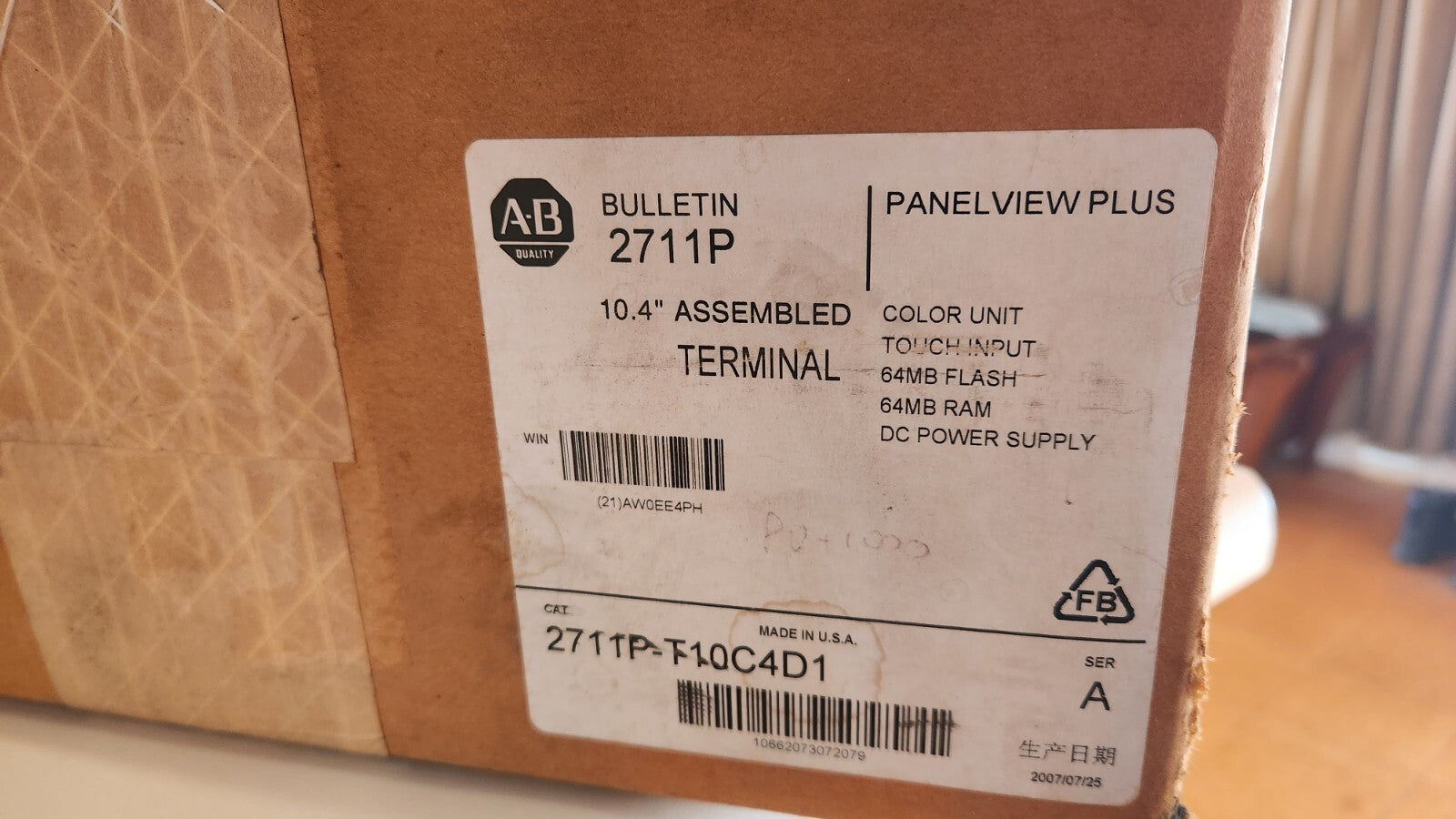 Allen-Bradley 2711P-T10C4D1 /A Panelview Plus 1000 10.4" Color 2711PT10C4D1