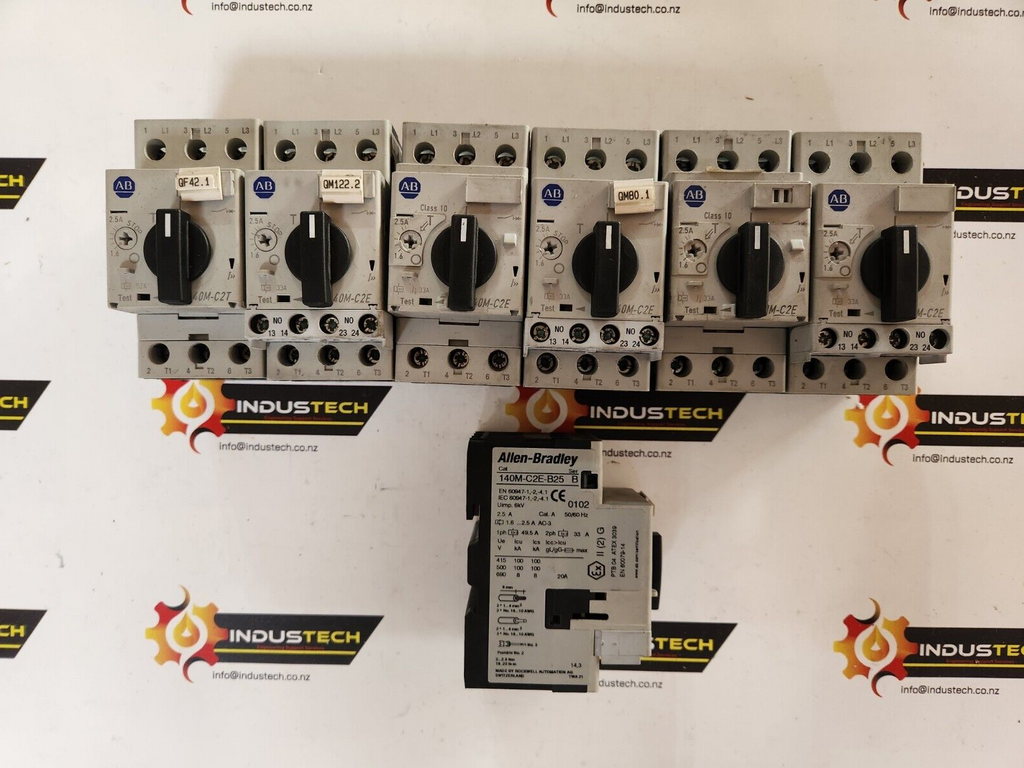Lot of 7 Allen-Bradley 140M-C2E-B25 Motor Control Circuit Breaker 1.6-2.5A USED