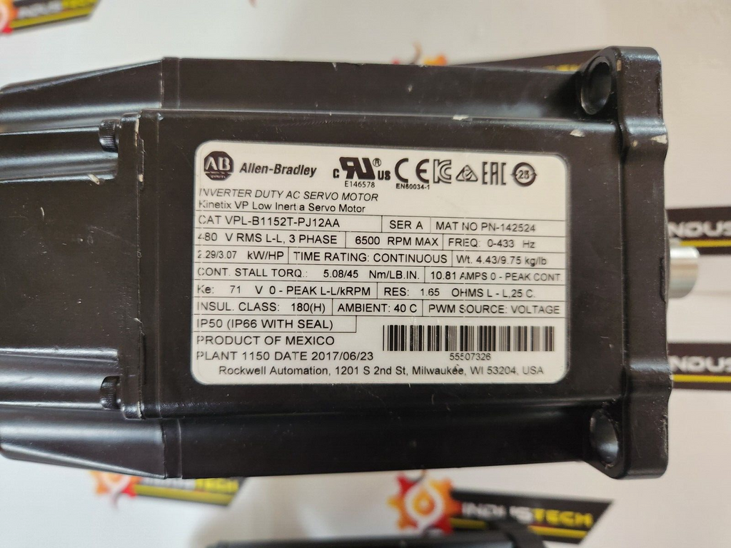Allen Bradley VPL-B1152T-PJ12AA Low Inertia Servo Motor