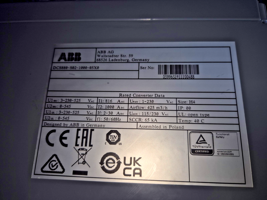 ABB DCS880-S02-1000-05X0  DC Drive
