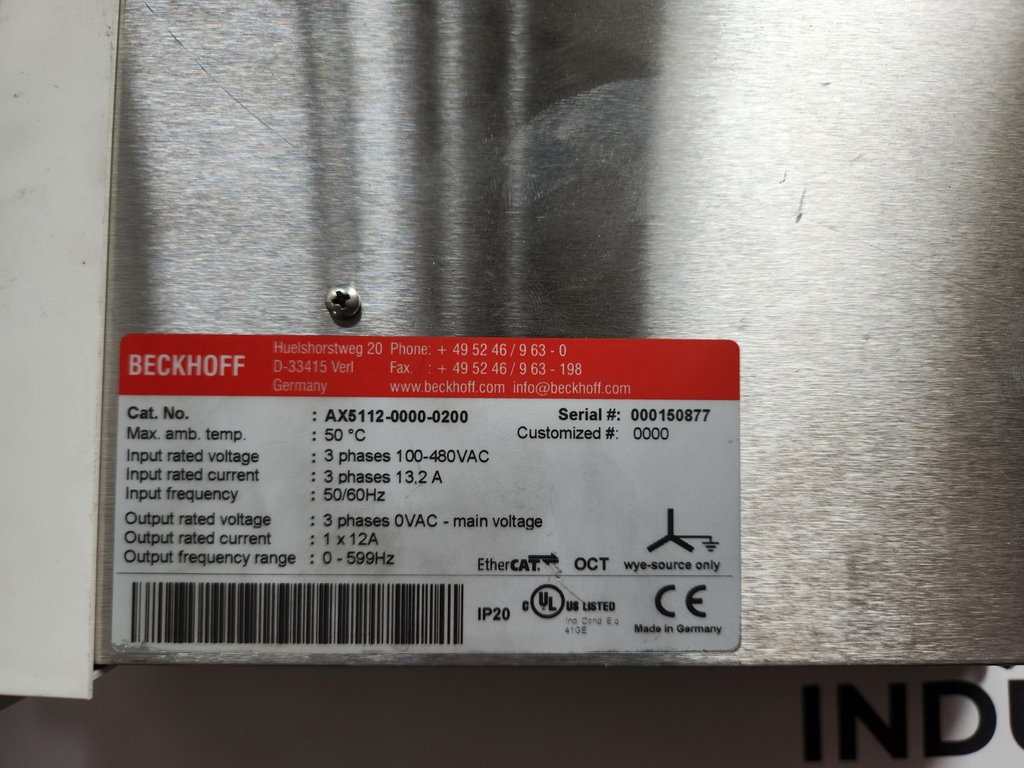 BECKHOFF AX5112-0000-0200 Servo drive controller