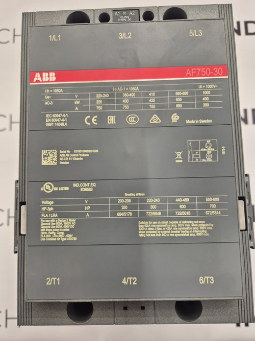 ABB AF750-30 CONTACTOR 750A