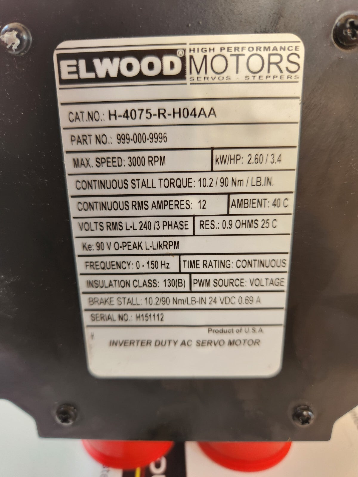 Allen Bradley / Elwood H-4075-R-H04AA | P/N: 193476