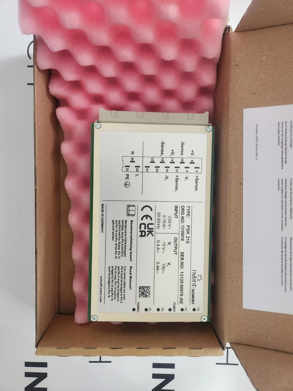 NEW SCHROFF NETZGERAET PSK 215 POWER SUPPLY nVent Schroff 13105018