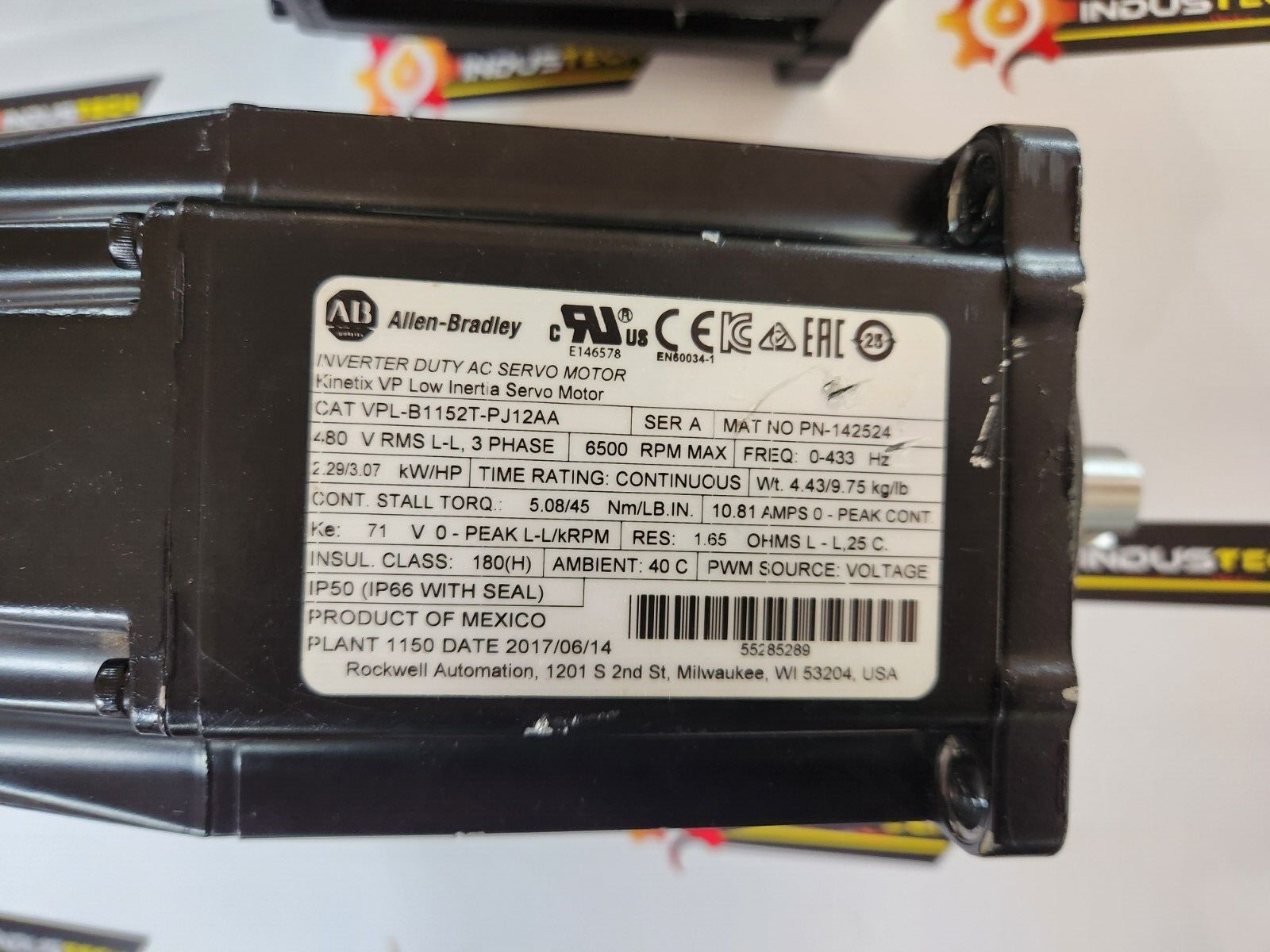 Allen Bradley VPL-B1152T-PJ12AA Low Inertia Servo Motor