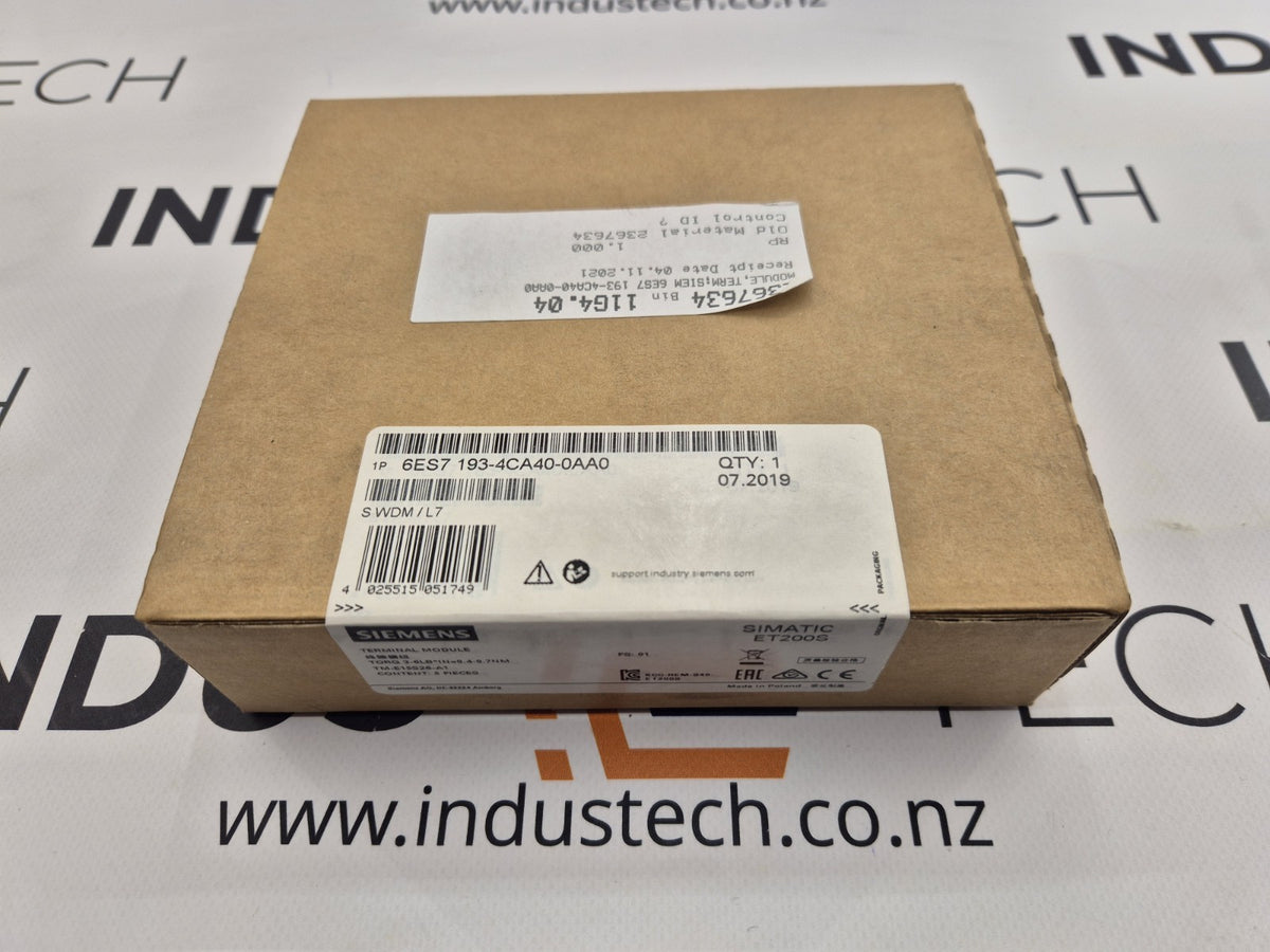 BOX OF 5 PCS - SIEMENS 6ES7 193-4CA40-0AA0 TERMINAL MODULE
