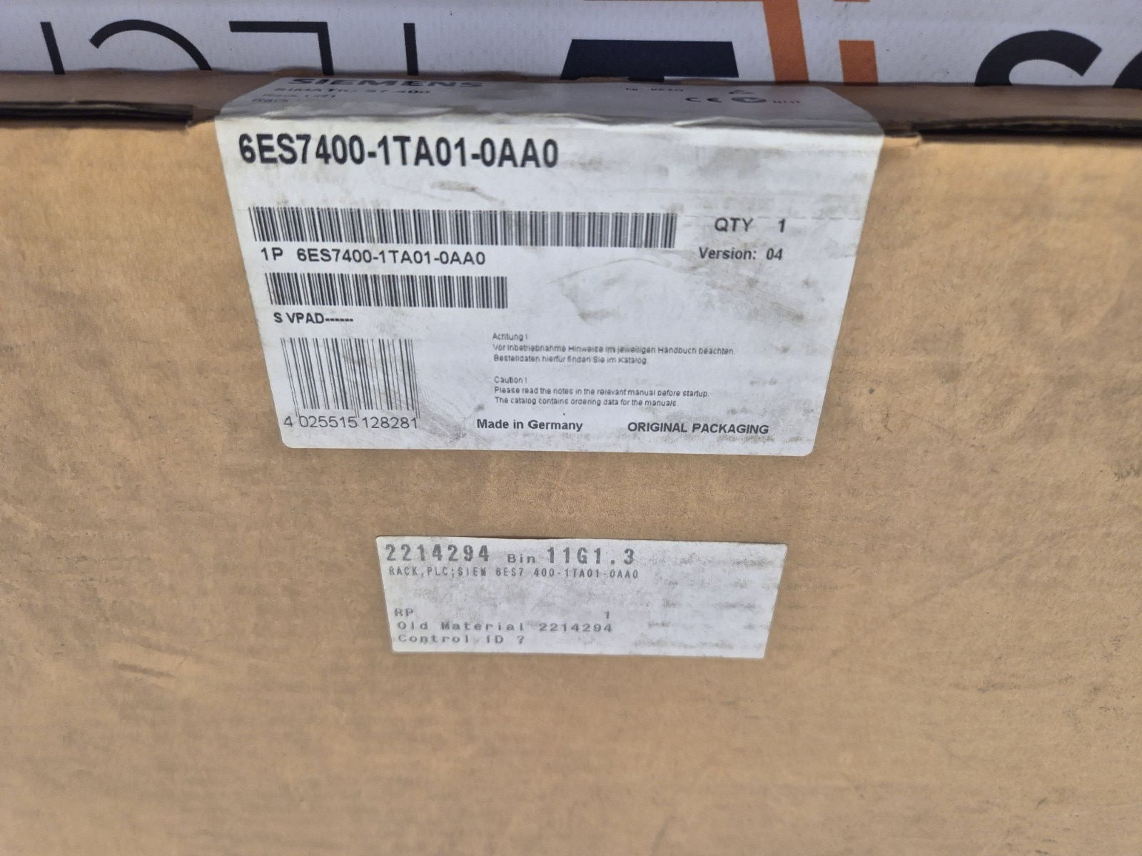 SIEMENS PLC RACK 6ES7400-1TA01-0AA0