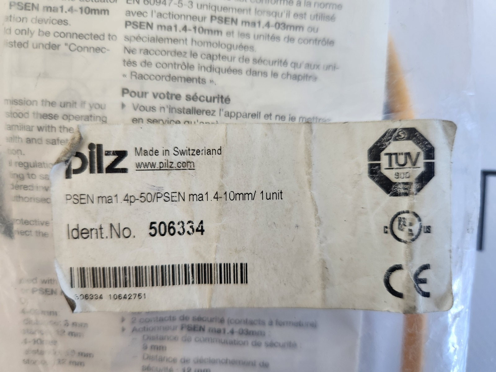 Pilz PSEN ma 1.4p-50/PSEN ma1.4-10mm   506334= (506301+506308)