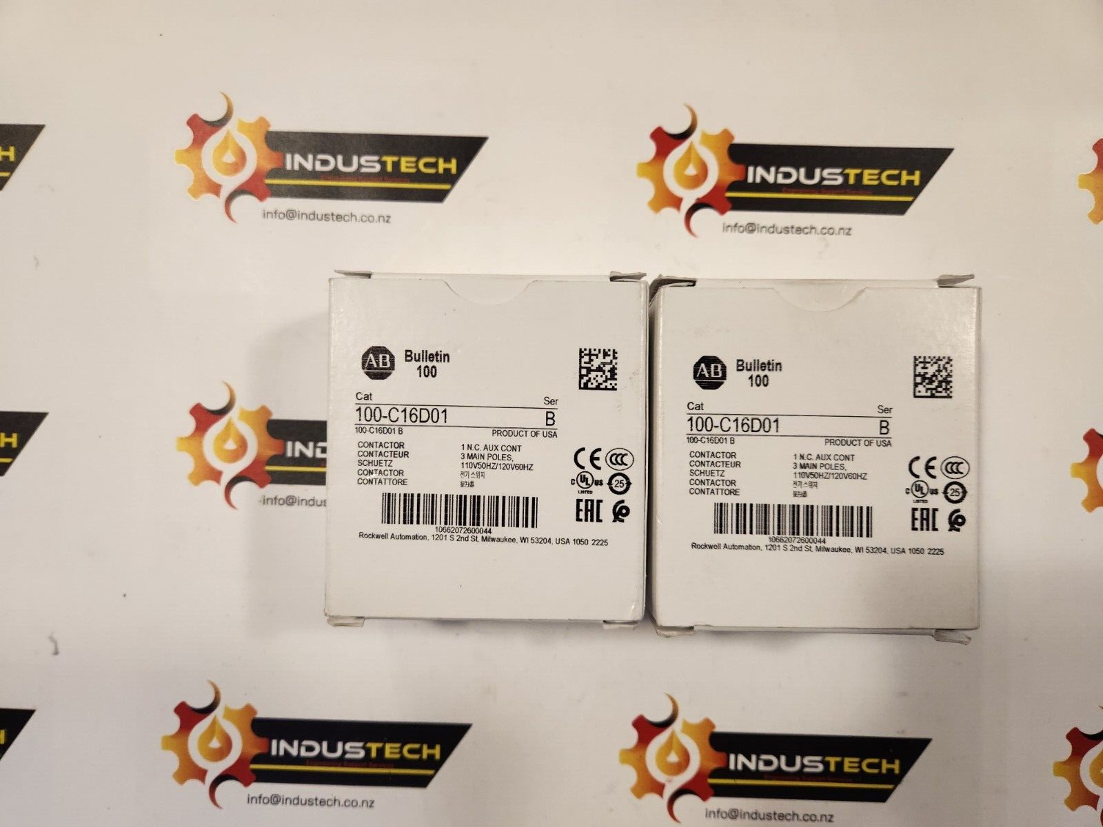 2 Pack Allen Bradley 100-C16D01 16A 3P 120V  (Listing is for 2 contactors)