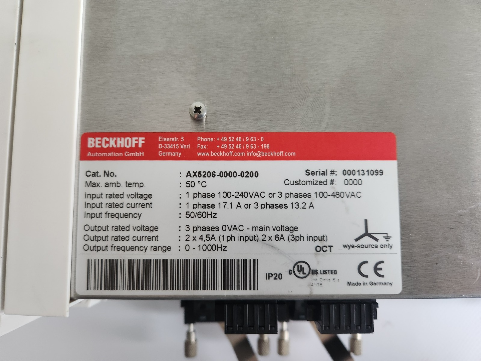 BECKHOFF  AX5206-0000-0200 with AX5911 Module