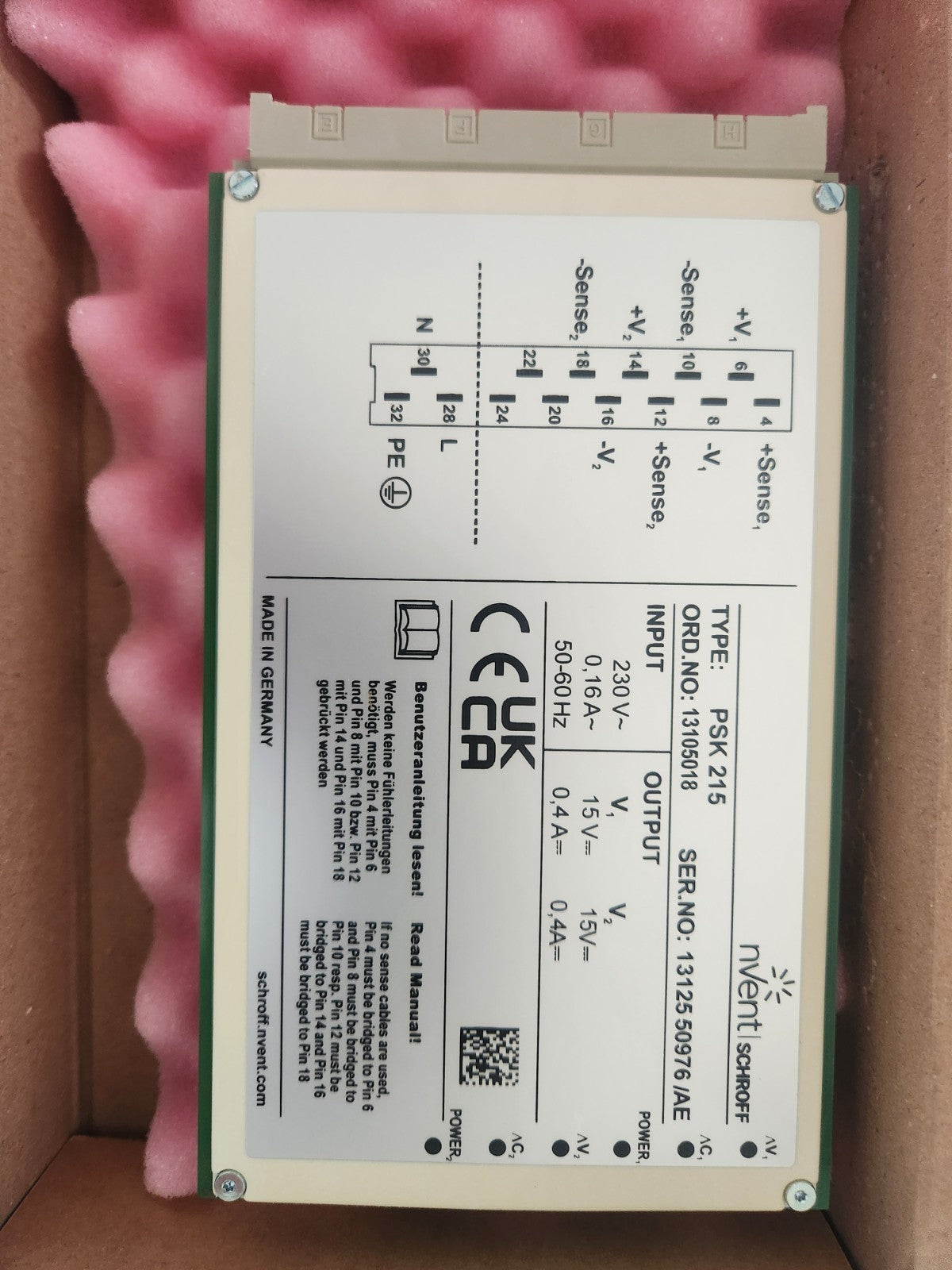 NEW SCHROFF NETZGERAET PSK 215 POWER SUPPLY nVent Schroff 13105018