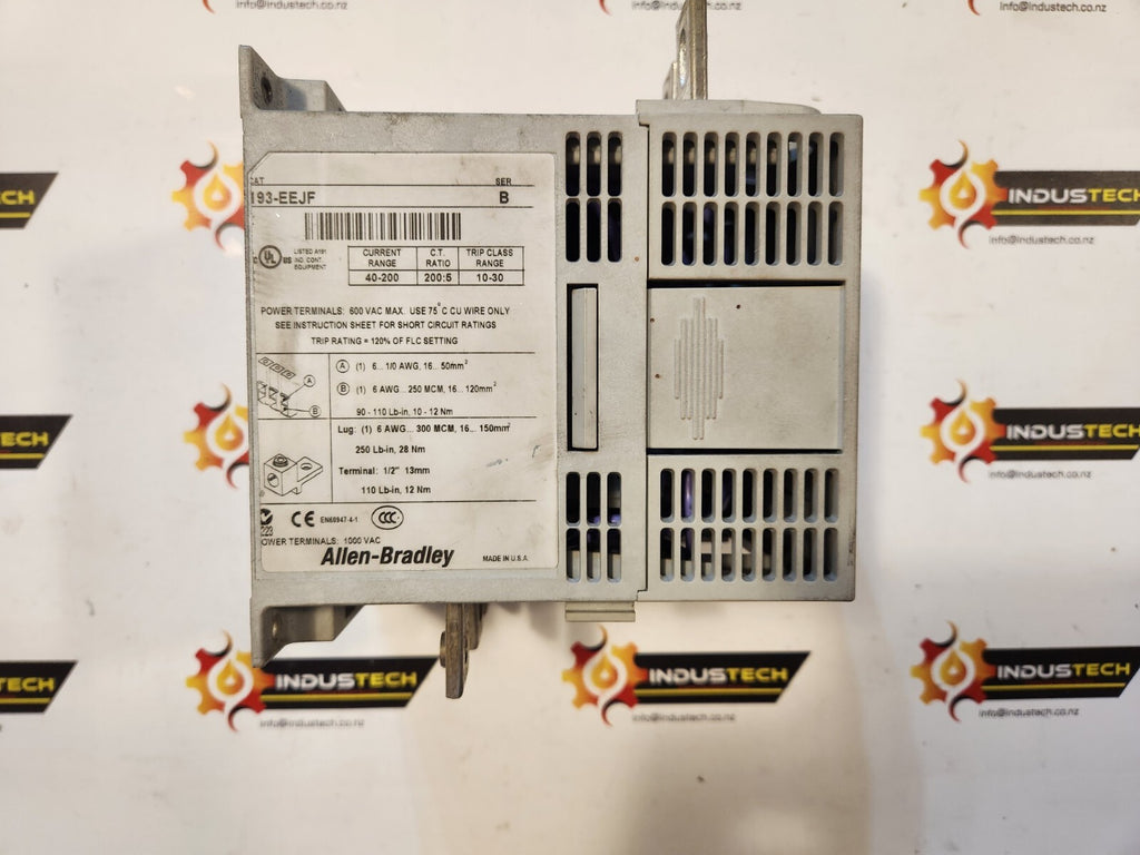 ALLEN BRADLEY 193-EEJF OVERLOAD RELAY RANGE 40-200AMP FAST HANDLING AND SHIPPING