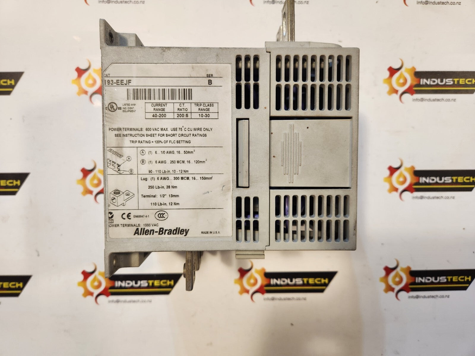 ALLEN BRADLEY 193-EEJF OVERLOAD RELAY RANGE 40-200AMP FAST HANDLING AND SHIPPING
