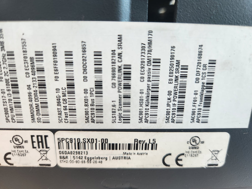 B&R 5PC910.SX01-00 Rev. L5 Automation PC