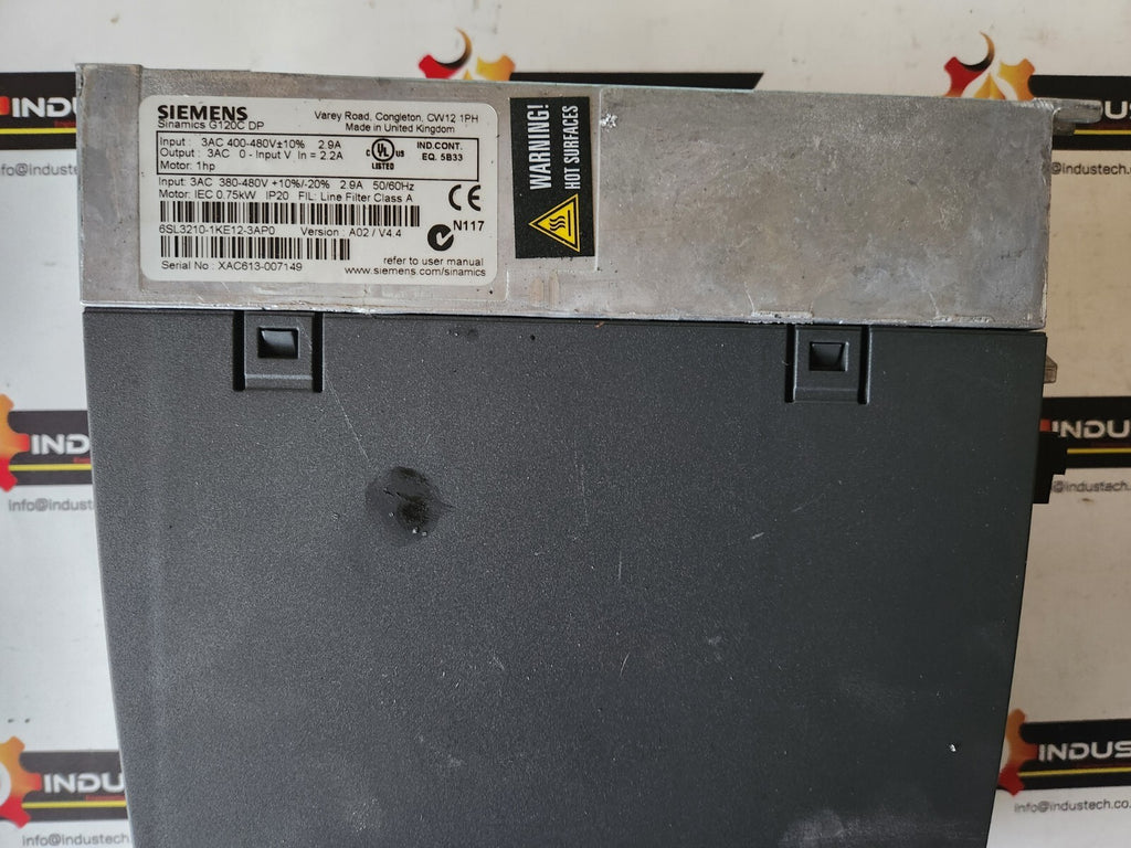 Siemens 6SL3210-1KE12-3AP0 SINAMICS G120C RATED POWER 0,75KW WITH Keypad