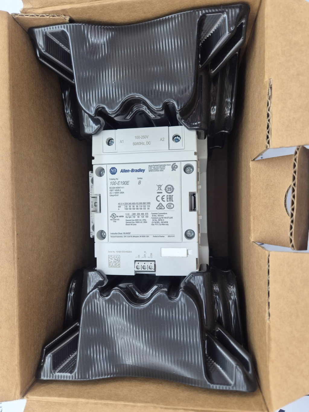 ALLEN-BRADLEY CONTACTOR 100-E190ED11 100-250V COIL