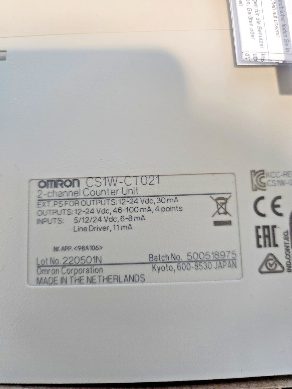 NEW OMRON SYSMAC CS-SERIES HIGH-SPEED COUNTER CS1W-CT021 CS1WCT021