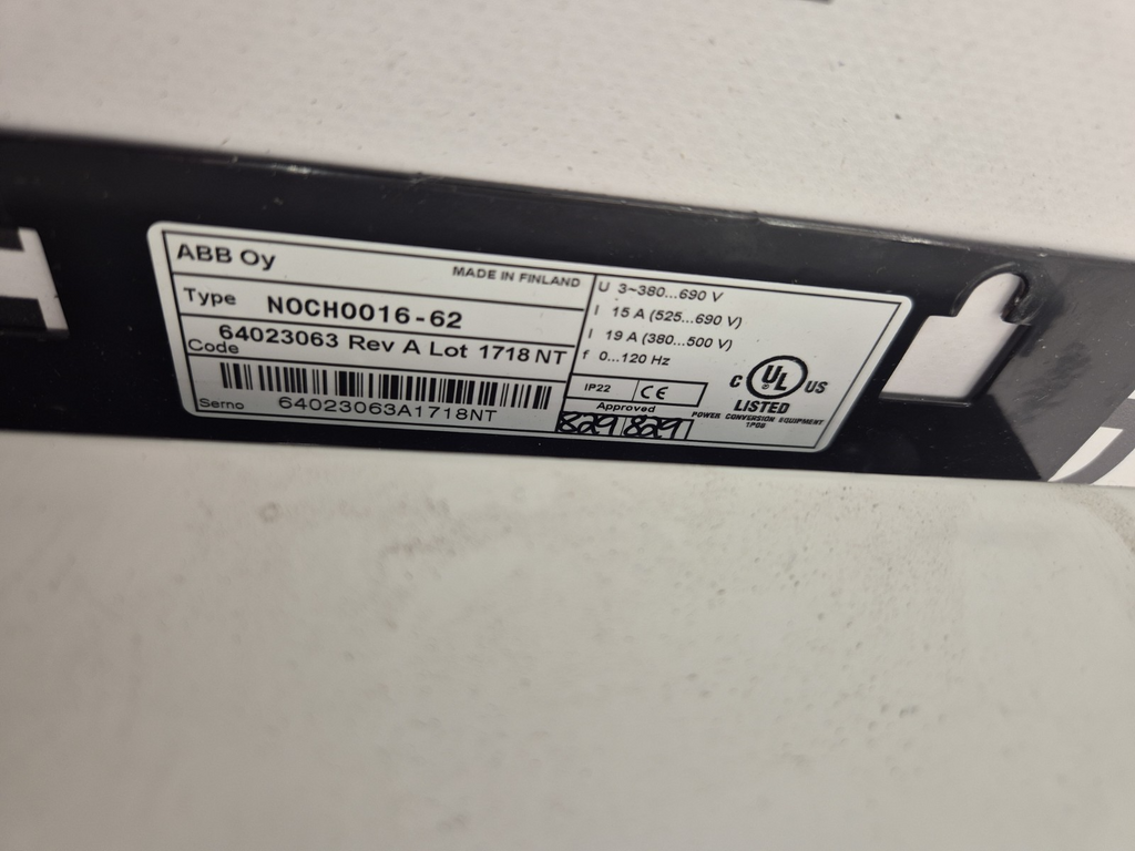 ABB DU/DT Filter N0CH0016-62 N0CH001662 380/690 Volt 15 A Amp