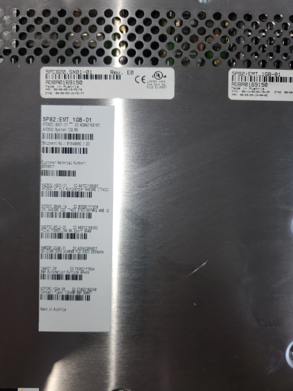 B&R 5PC820.SX01-01 ACOPOS Multi APC820